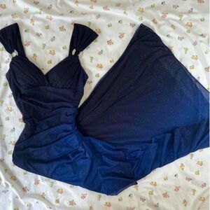 Gorgeous Vintage Y2K Shimmery Deep Blue Ombré Maxi Dress